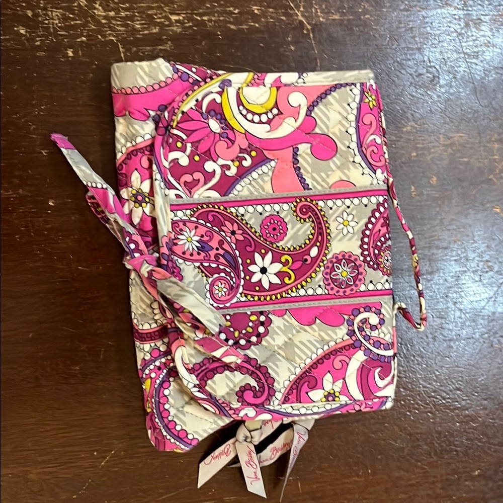 Vera Bradley Pink and Yellow Paisley and Floral Travel Bag with Zip Pockets